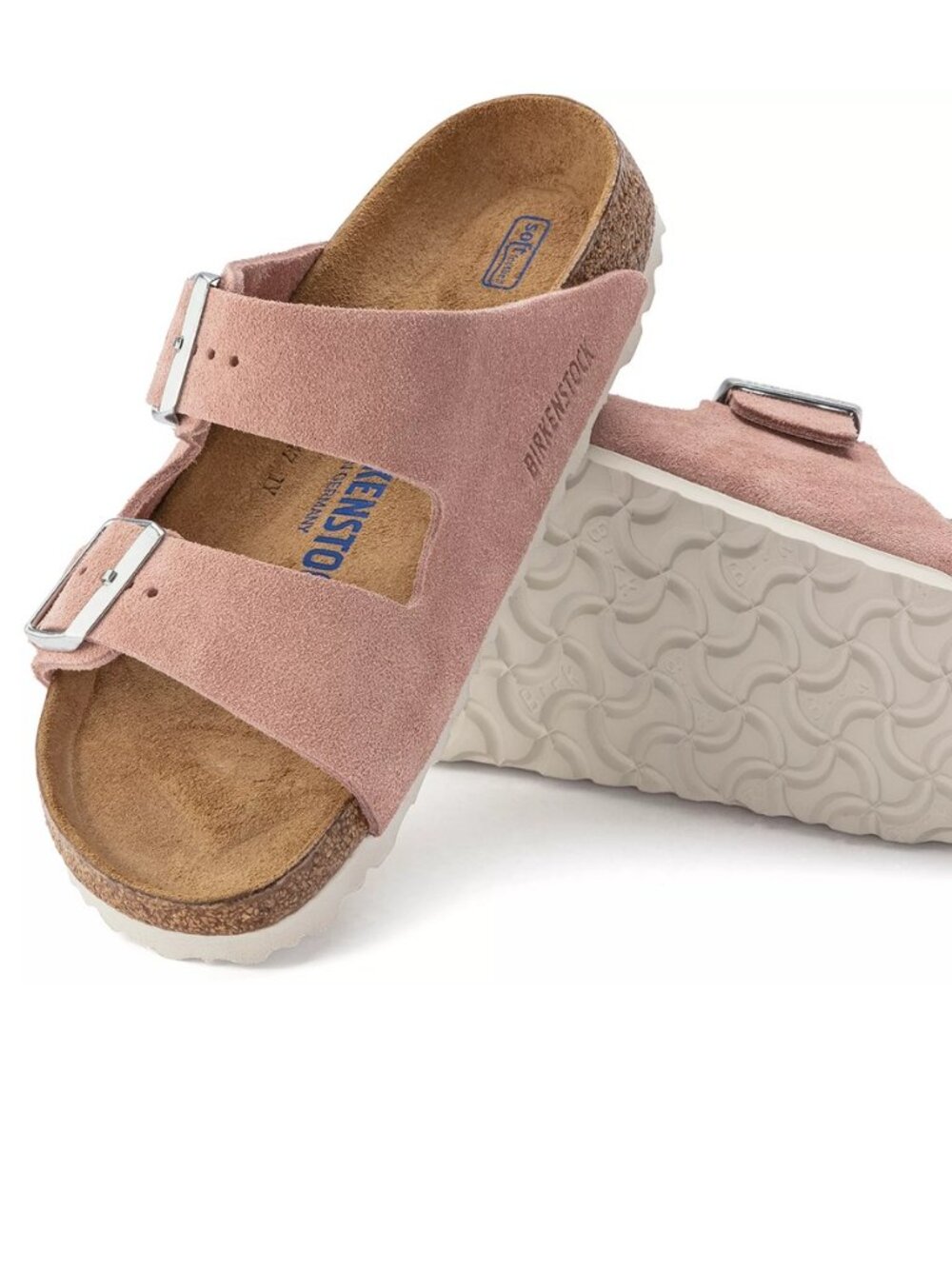 Birkenstock Arizona Sandals Color- Pink Clay Suede Softbed White Flor 7US NWT
